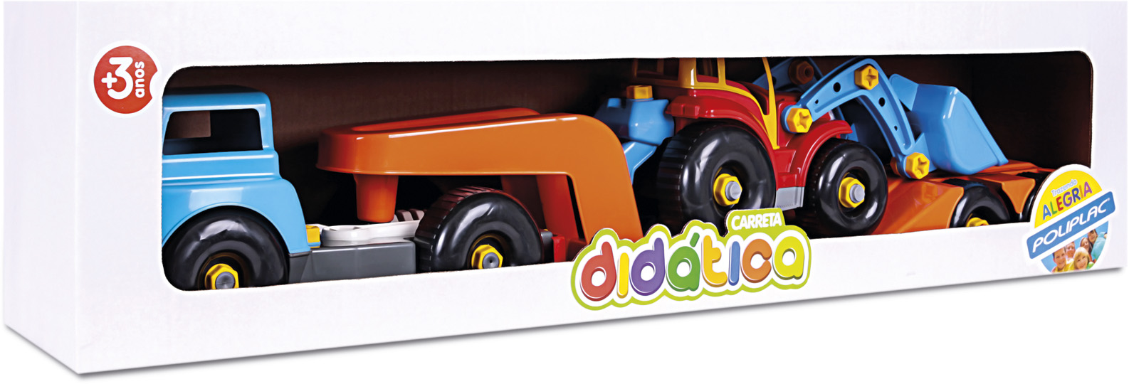 Trator Brinquedo Infantil Educativo Didático Com Carreta Grande